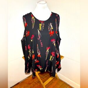 Vince Camuto Floral Cold Shoulder Chiffon Blouse